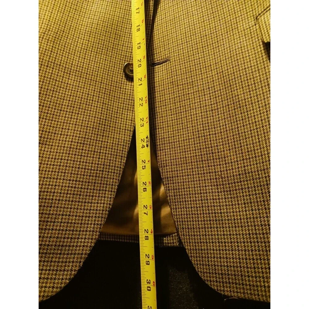 Lauren Ralph Lauren Mens 44L Houndstooth Silk Wool Blazer Suit Jacket Sport Coat
